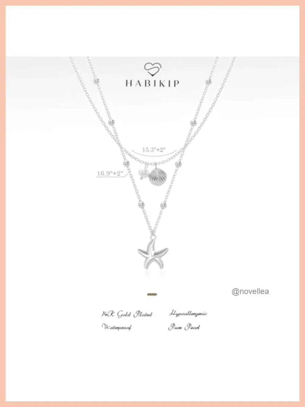 Dainty Layered Starfish Seashell Pearl Necklace 14K Gold Plated Women Summer